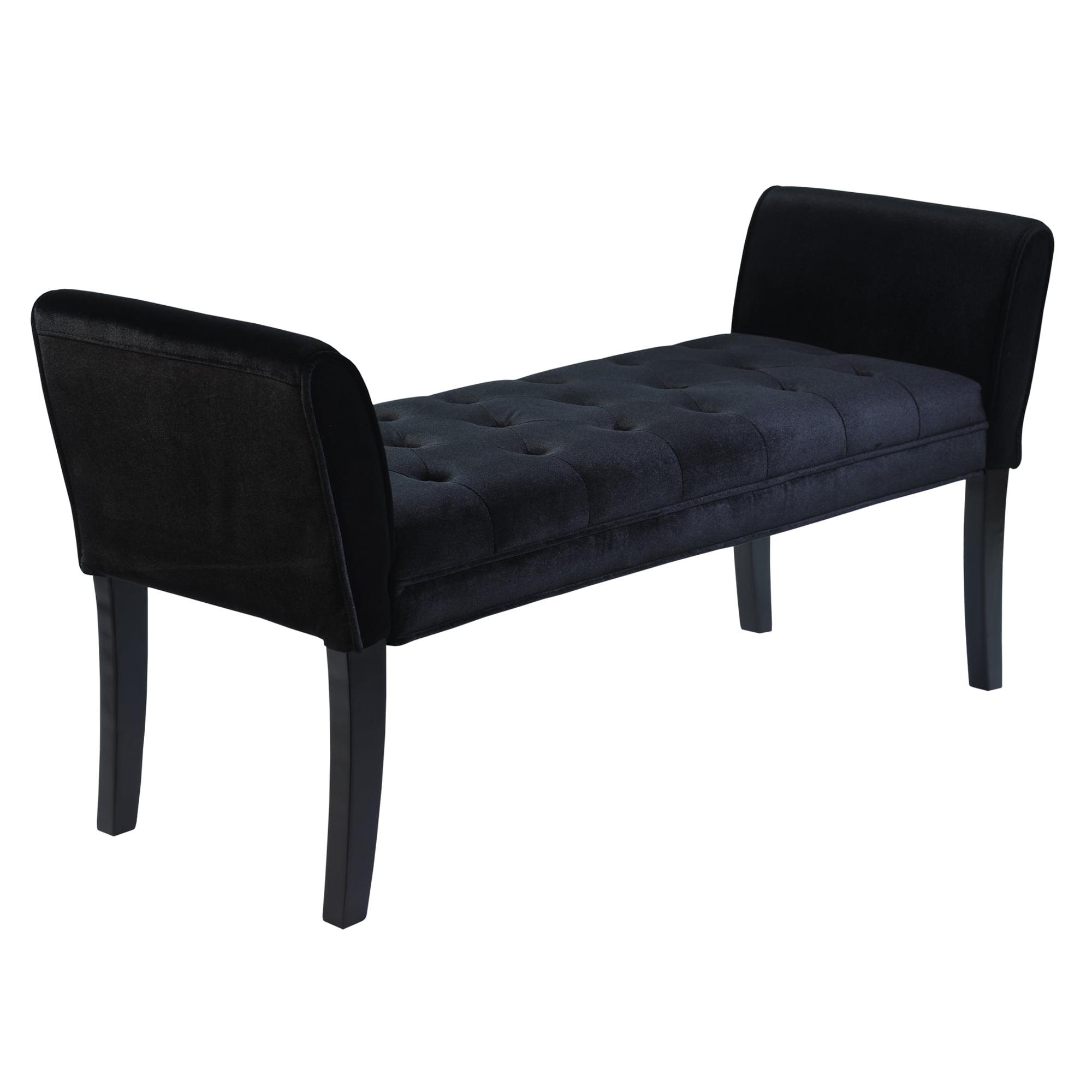 Chatham Transitional Tufted Black Velvet 53'' Bench