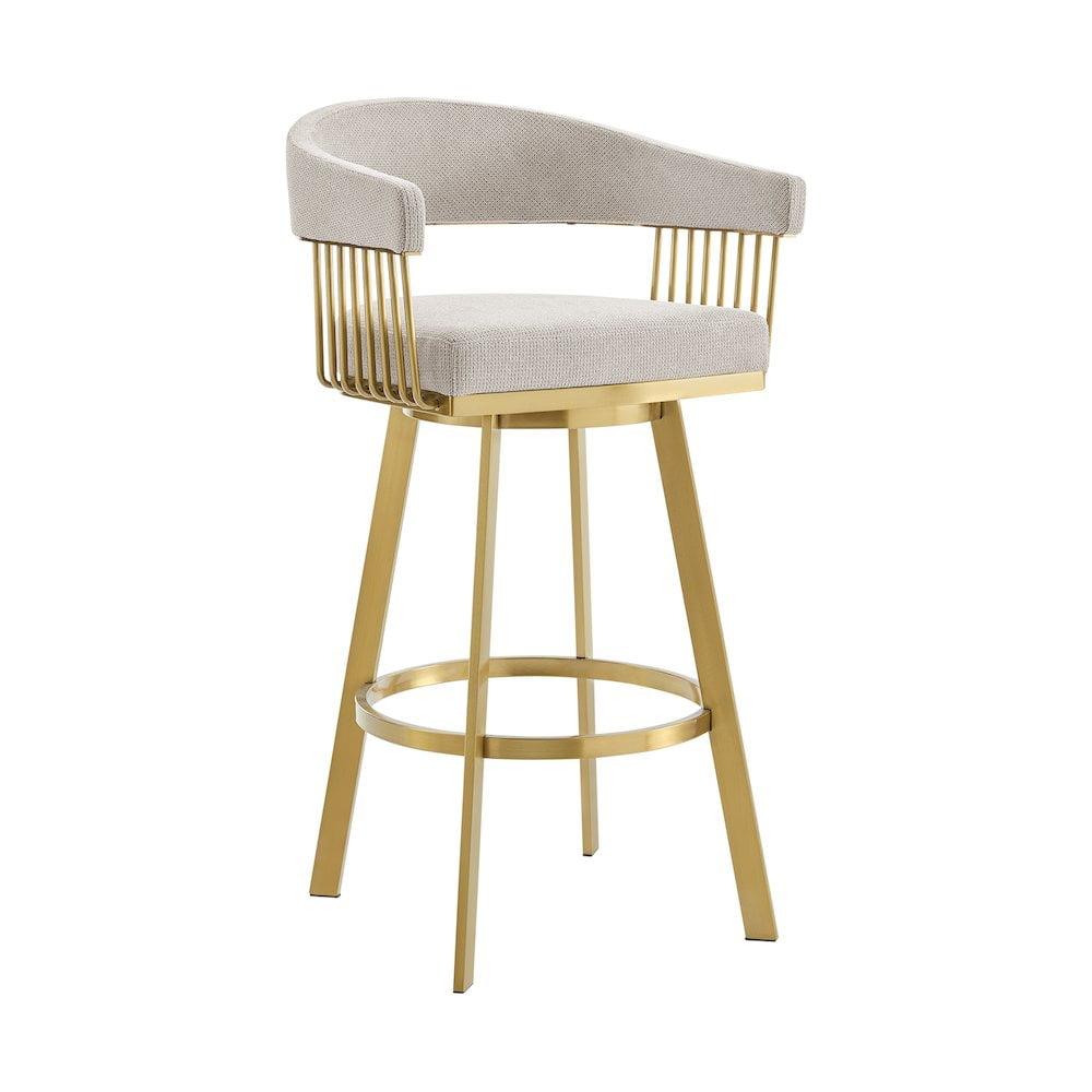 Chelsea 26" Swivel Counter Stool with Gold Brushed Stainless Steel and Taupe Fabric