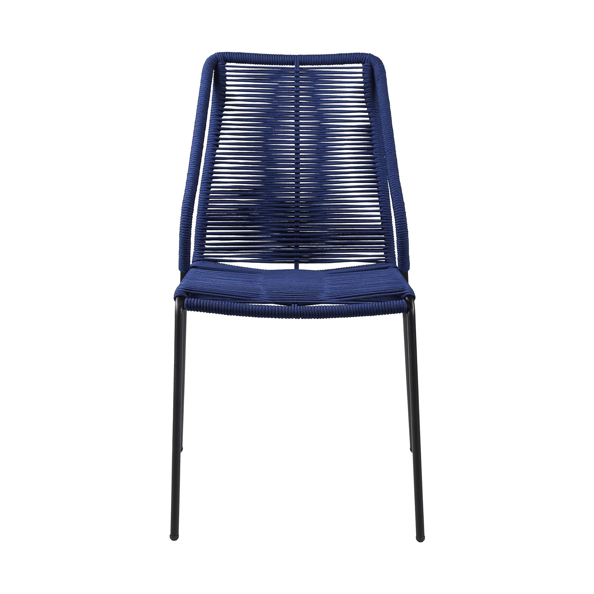 Clip 22" Blue Steel and Rope Armless Side Chairs - Set of 2