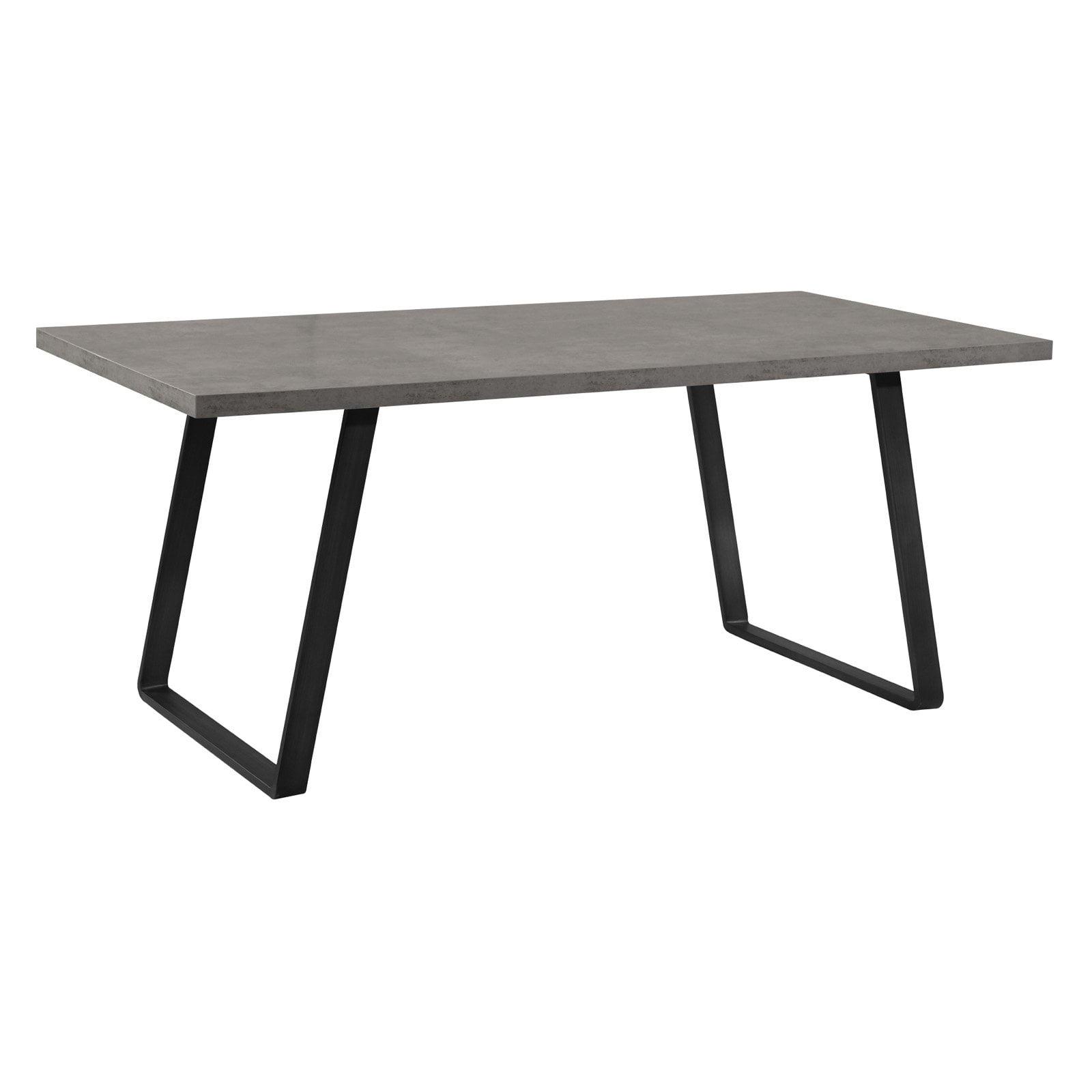 Cement Gray Rectangular Wood and Metal Dining Table