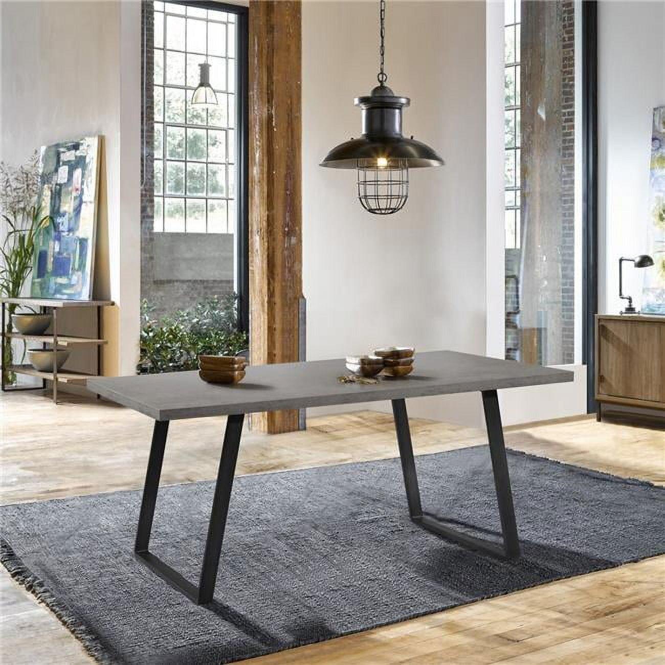 Cement Gray Rectangular Wood and Metal Dining Table