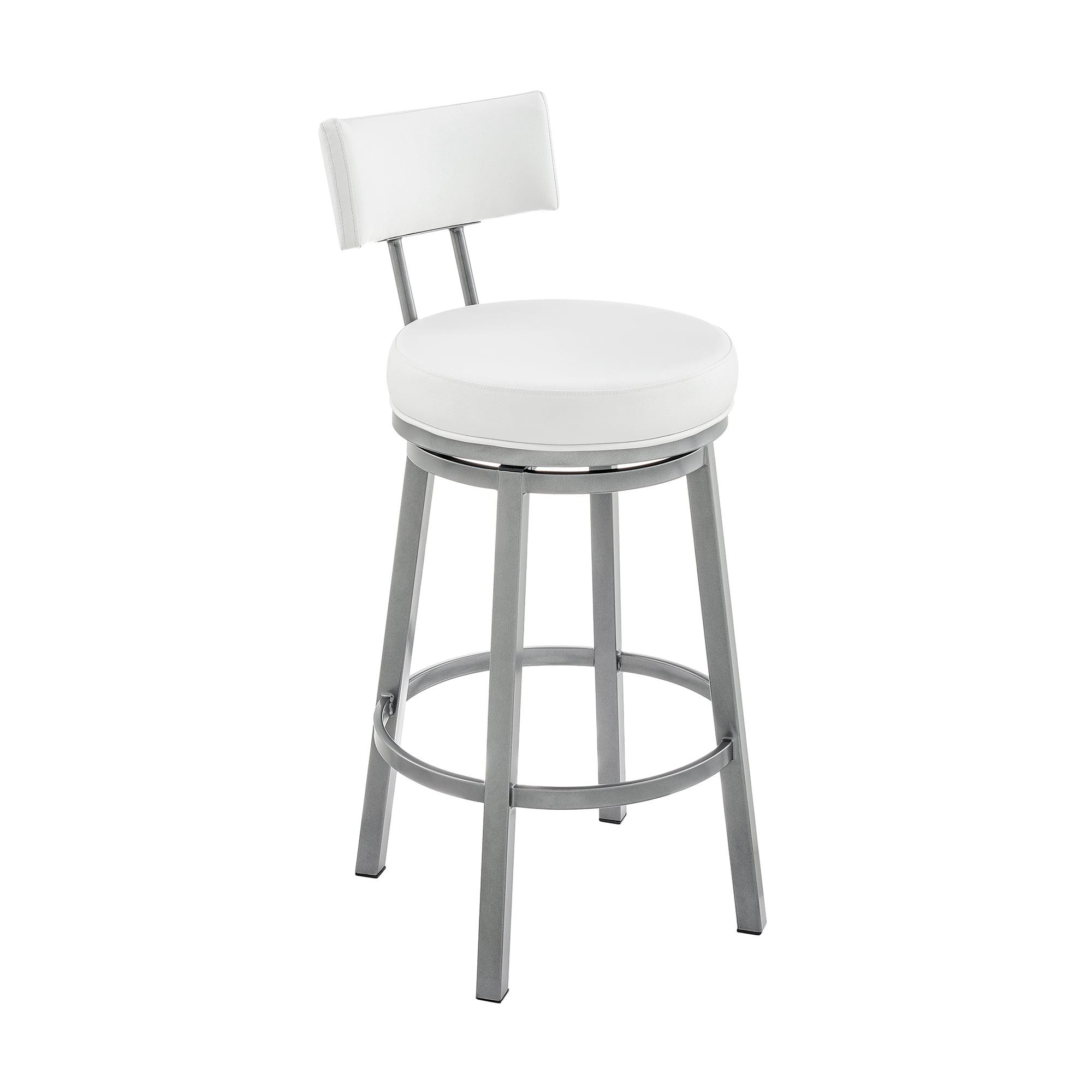 Dalza 26" White Faux Leather Swivel Counter Stool