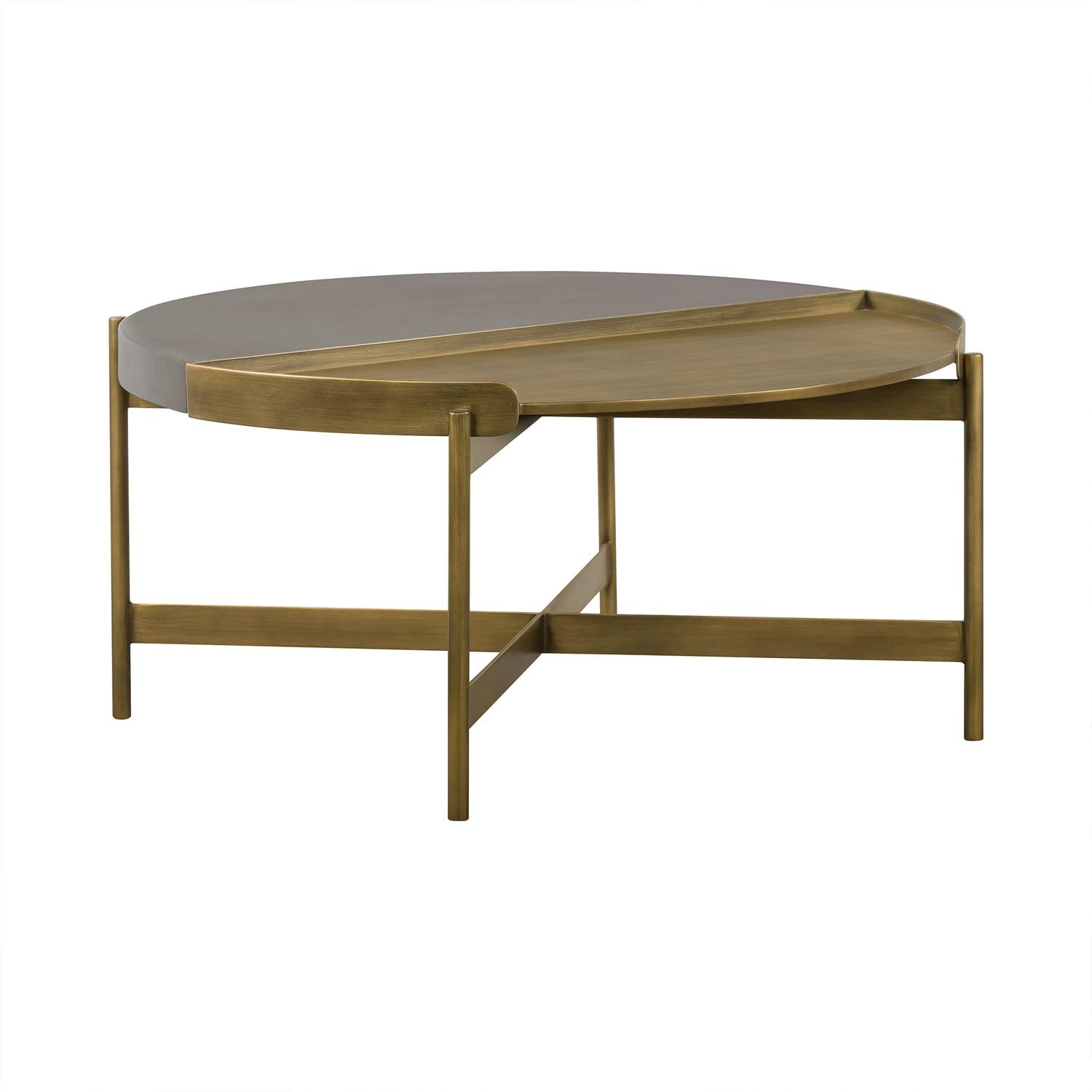 Dua Coffee Table Gray Concrete/Antiqued Brass - Armen Living