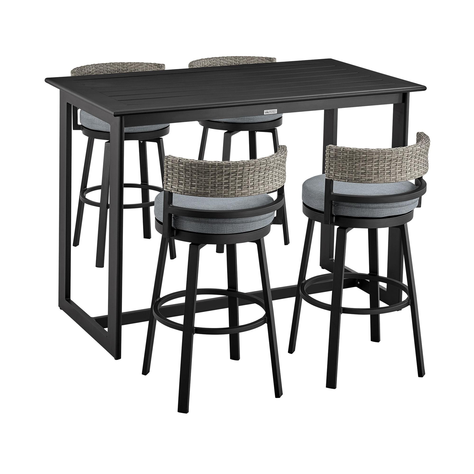 Encinitas Dark Gray Aluminum 5-Piece Outdoor Bar Set with Cushions