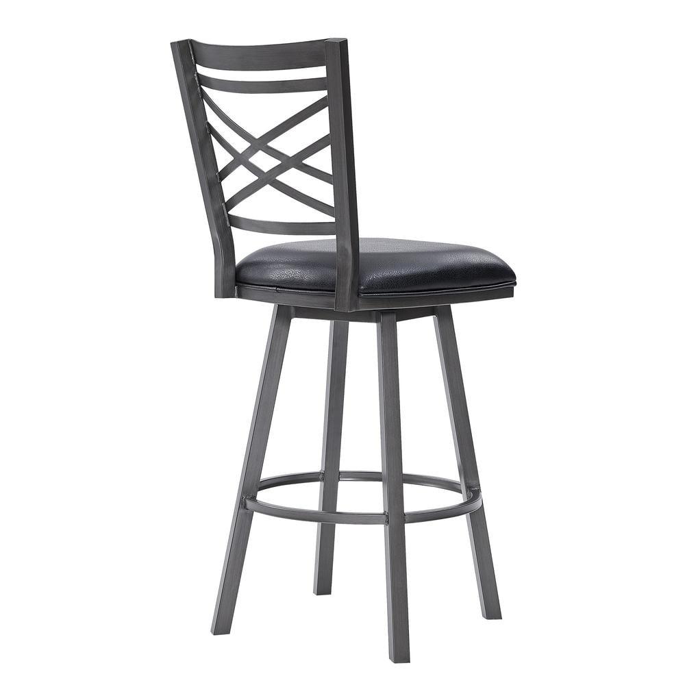 Fargo 32" Swivel Barstool in Mineral Finish with Black Faux Leather