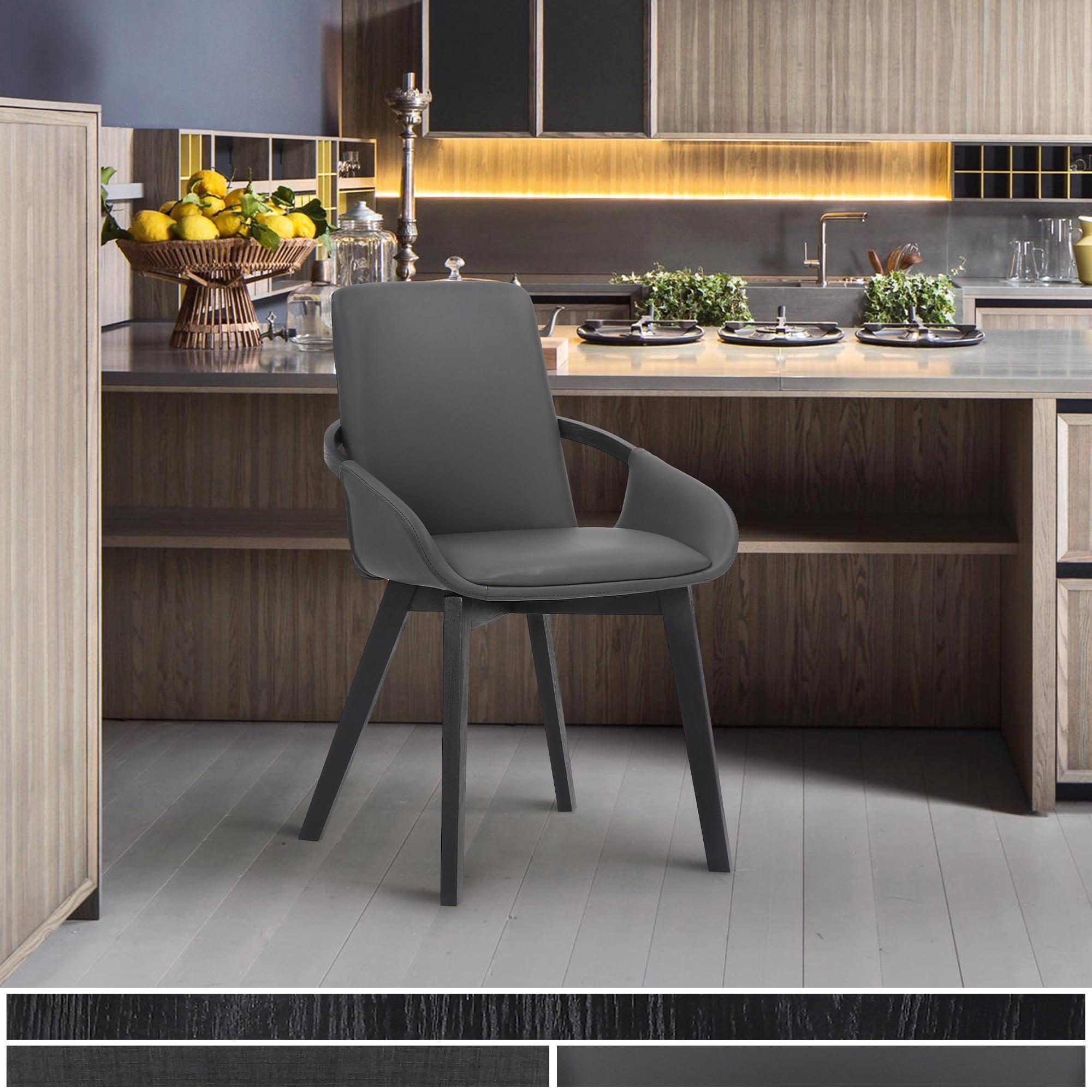 Greisen Faux Leather Wood Dining Chair Gray - Armen Living