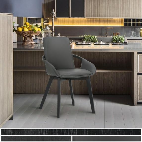 Greisen Faux Leather Wood Dining Chair Gray - Armen Living