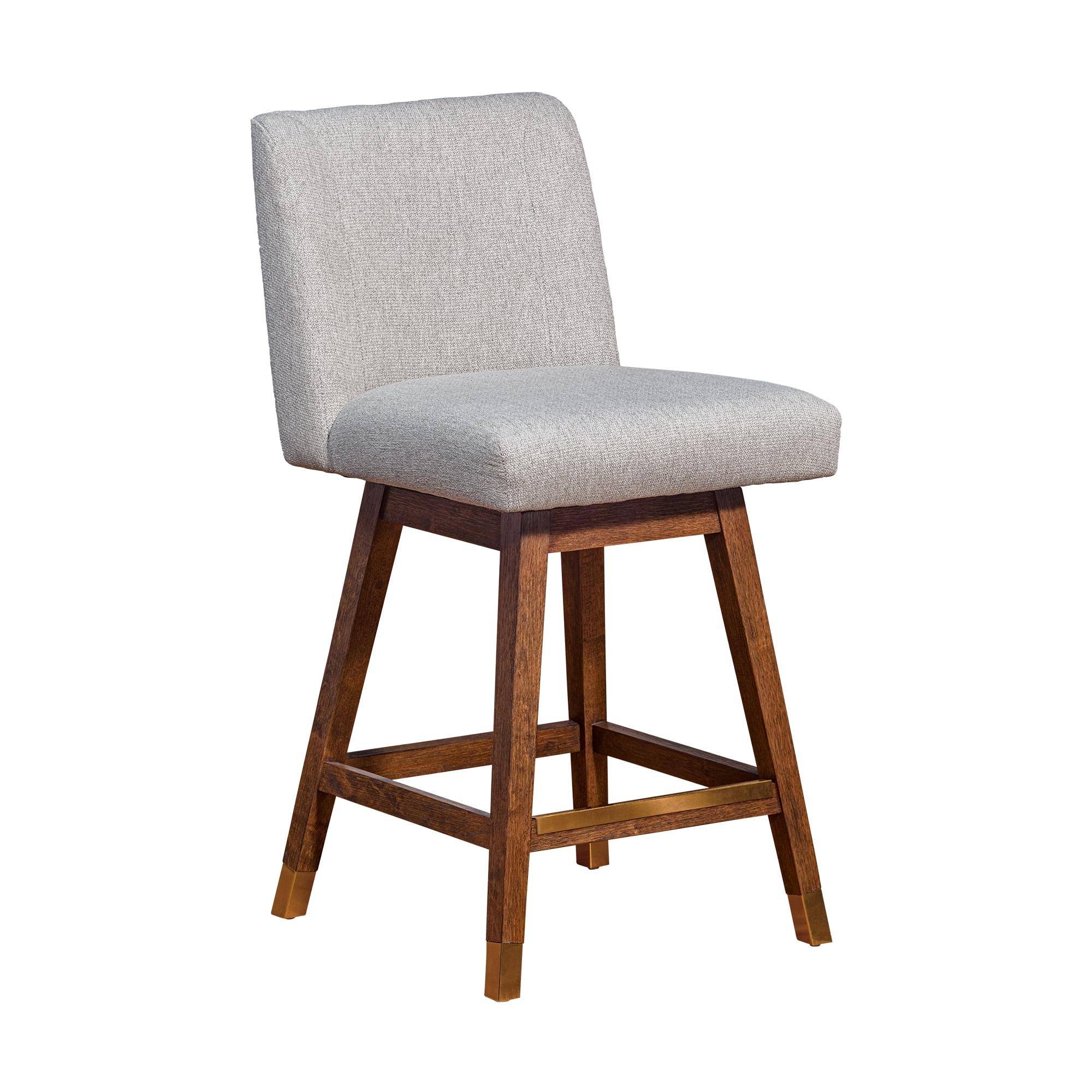 Armen Living Basila Wood Finish with Fabric Swivel Counter Height Barstool Brown Oak/Taupe