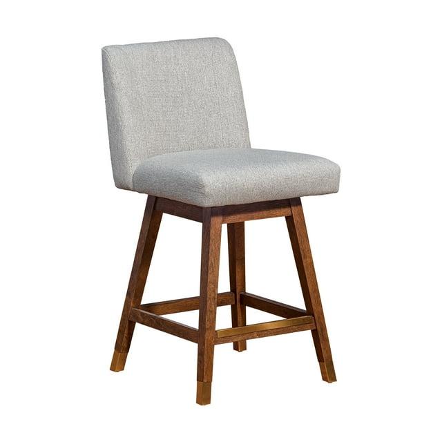 Armen Living Basila Wood Finish with Fabric Swivel Counter Height Barstool Brown Oak/Taupe