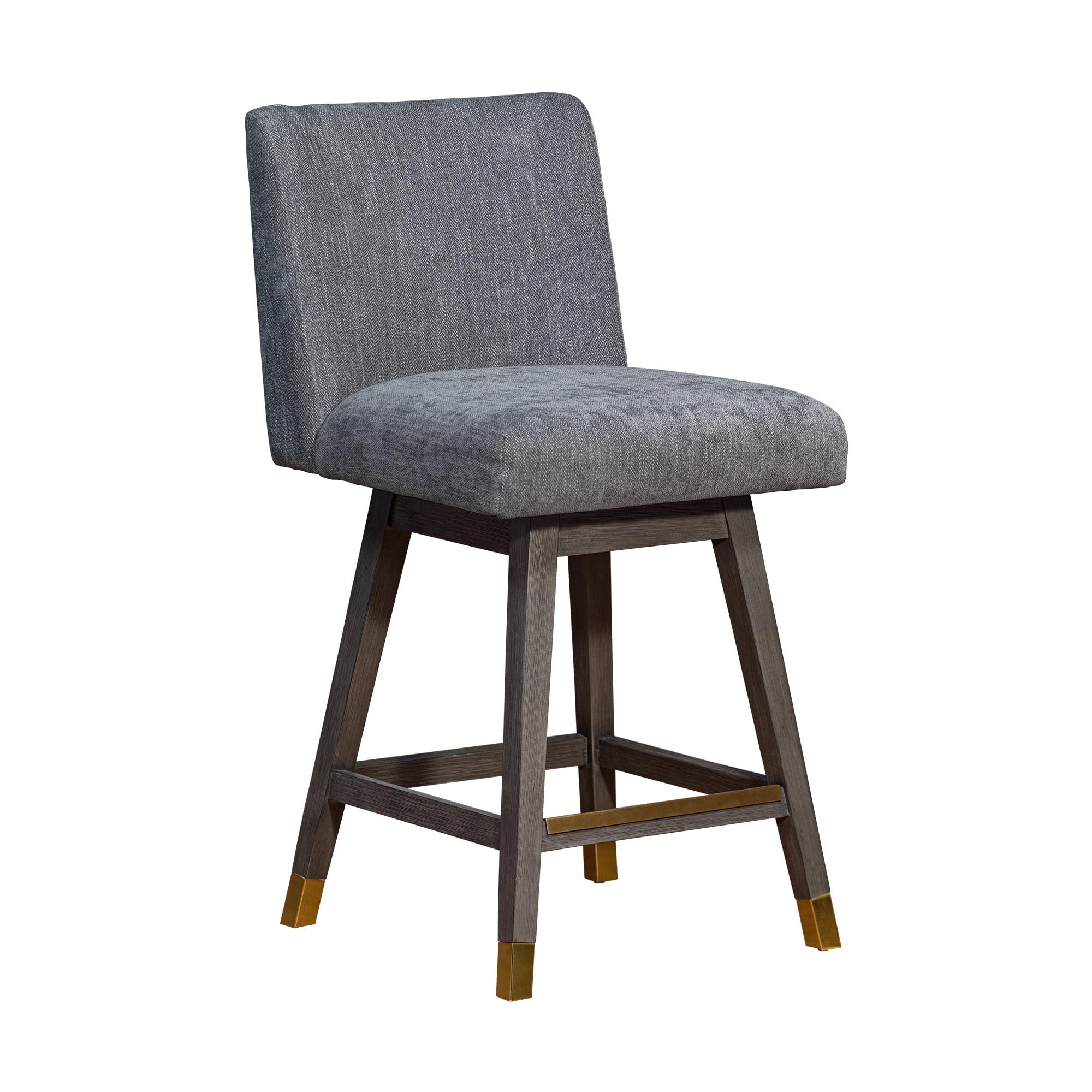 Armen Living Basila Wood Finish with Fabric Swivel Counter Height Barstool Gray Oak