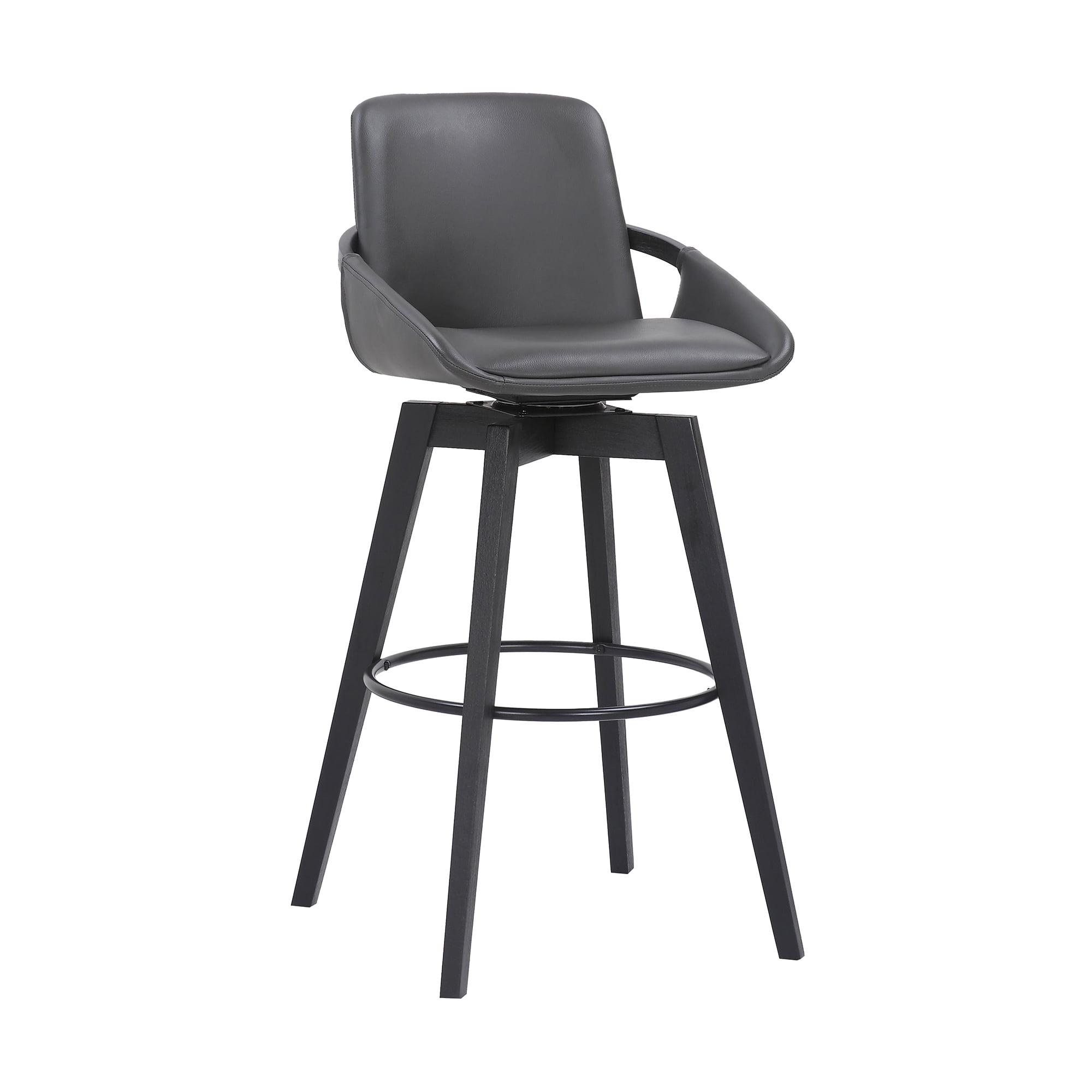 30" Baylor Faux Leather Wood Swivel Barstool Gray/Black - Armen Living