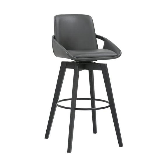 30" Baylor Faux Leather Wood Swivel Barstool Gray/Black - Armen Living