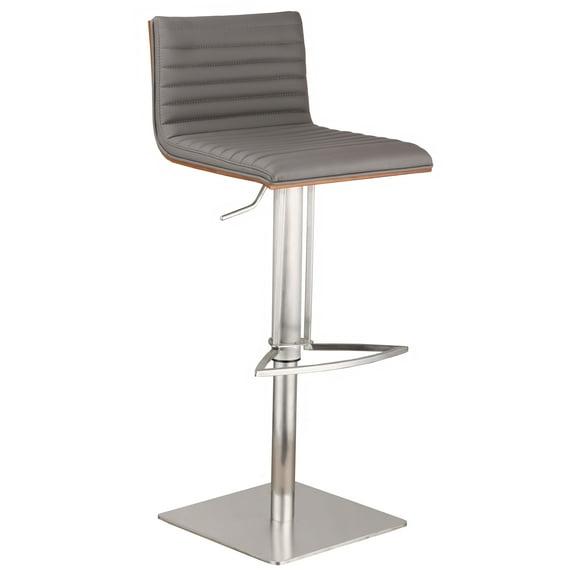 Cafa Adjustable Swivel Walnut Wood and Stainless Steel Metal Bar Stool