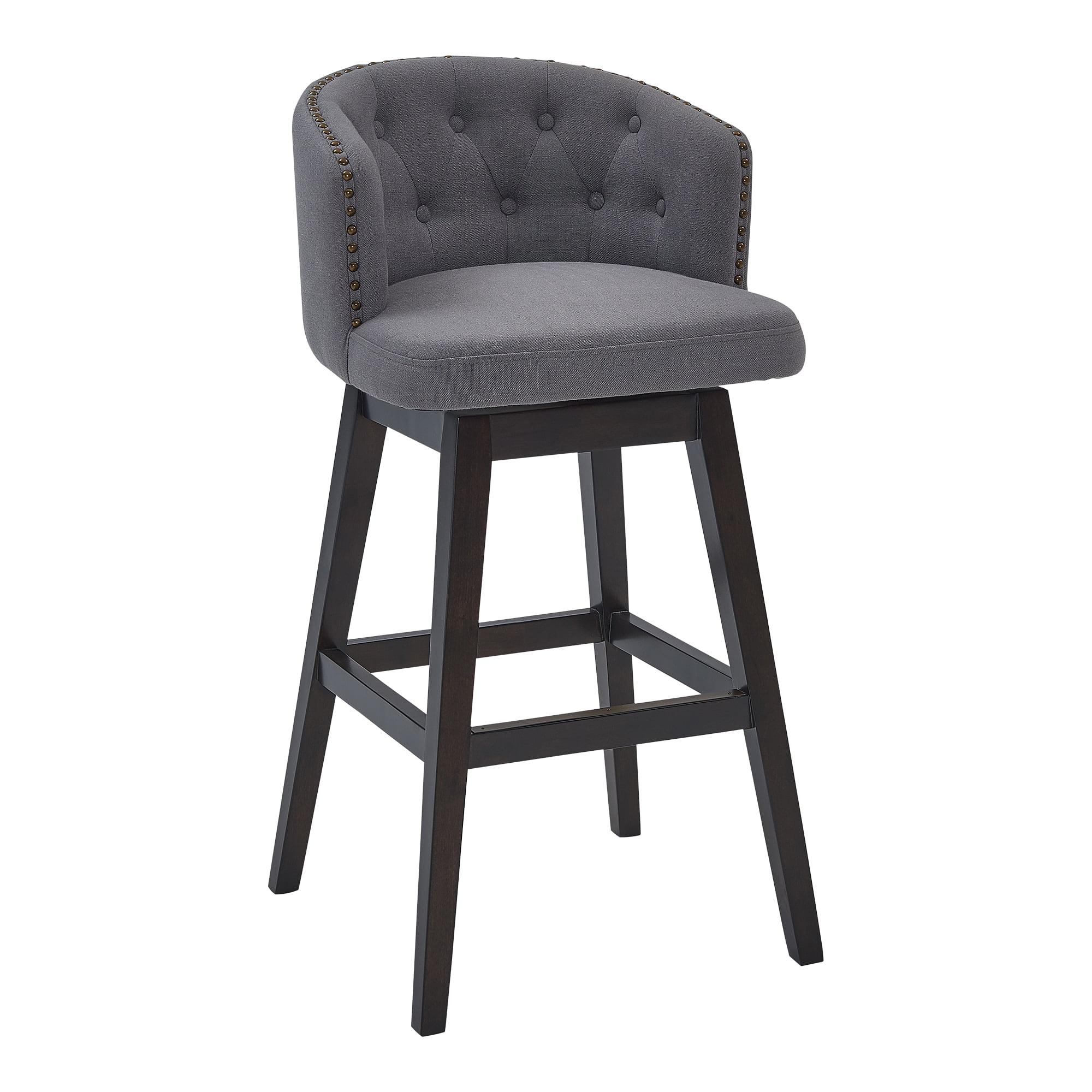 26" Celine Fabric Wood Swivel Tufted Counter Height Barstool - Armen Living