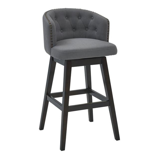 26" Celine Fabric Wood Swivel Tufted Counter Height Barstool - Armen Living