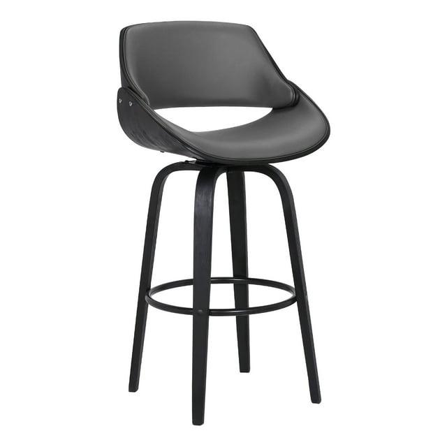 30" Mona Contemporary Bar Height Barstool Black/Gray - Armen Living: Upholstered Low Back, Steel Frame