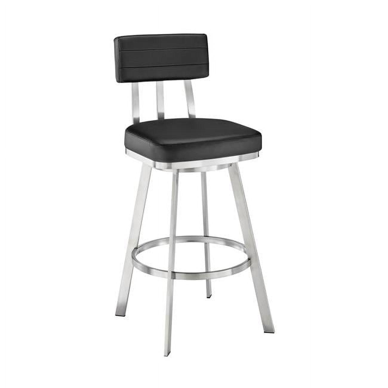 Luxe Black Leather & Chrome Swivel Adjustable Counter Stool