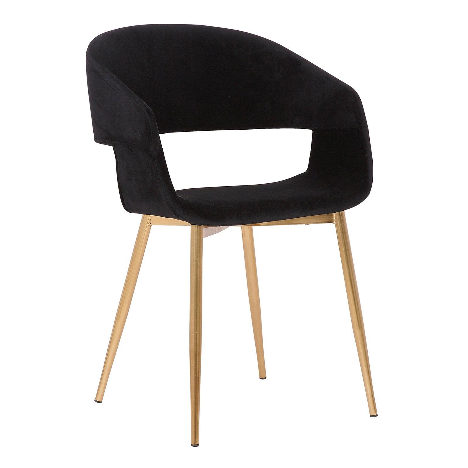 Black and Gold Faux Leather Upholstered Metal Side Chair