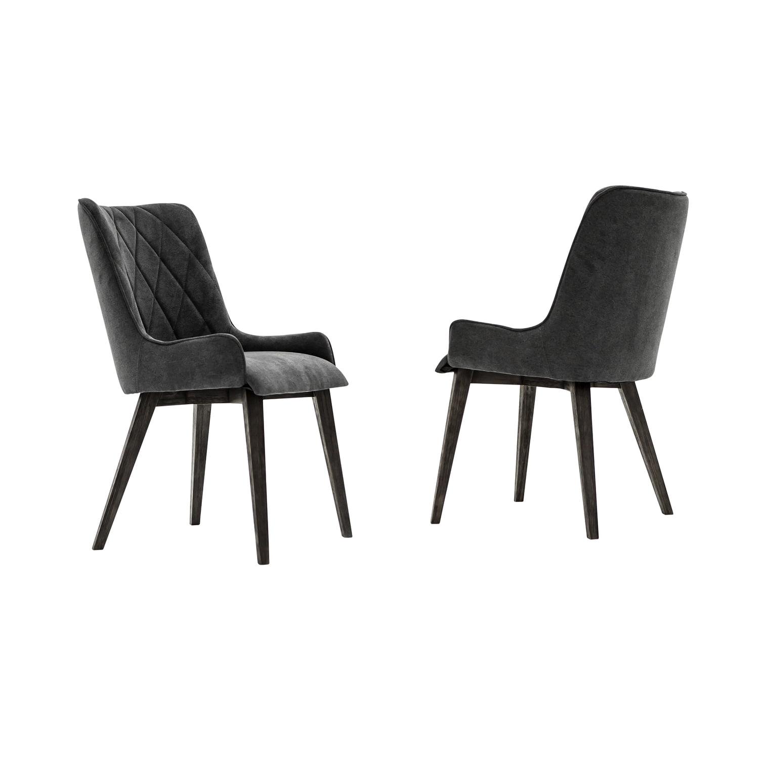 Armen Living Katelyn Fabric/Wood Dining Chair in Midnight Black/Gray (Set of 2)