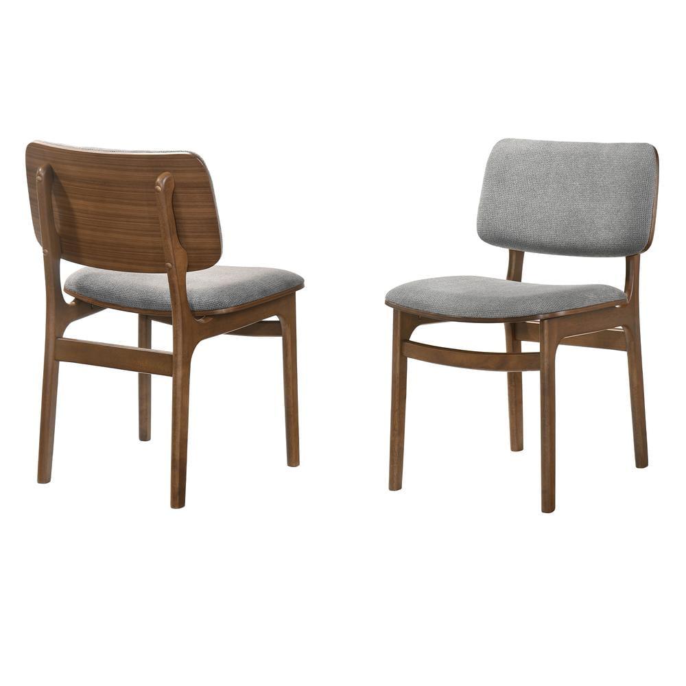 Set of 2 Lima Upholstered Wood Dining Chairs Black - Armen Living: Mid-Century Modern, Rubberwood Frame, Gray Polyester