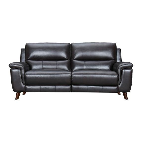 Armen Living Lizette 78" Leather Power Recliner Sofa with USB in Brown