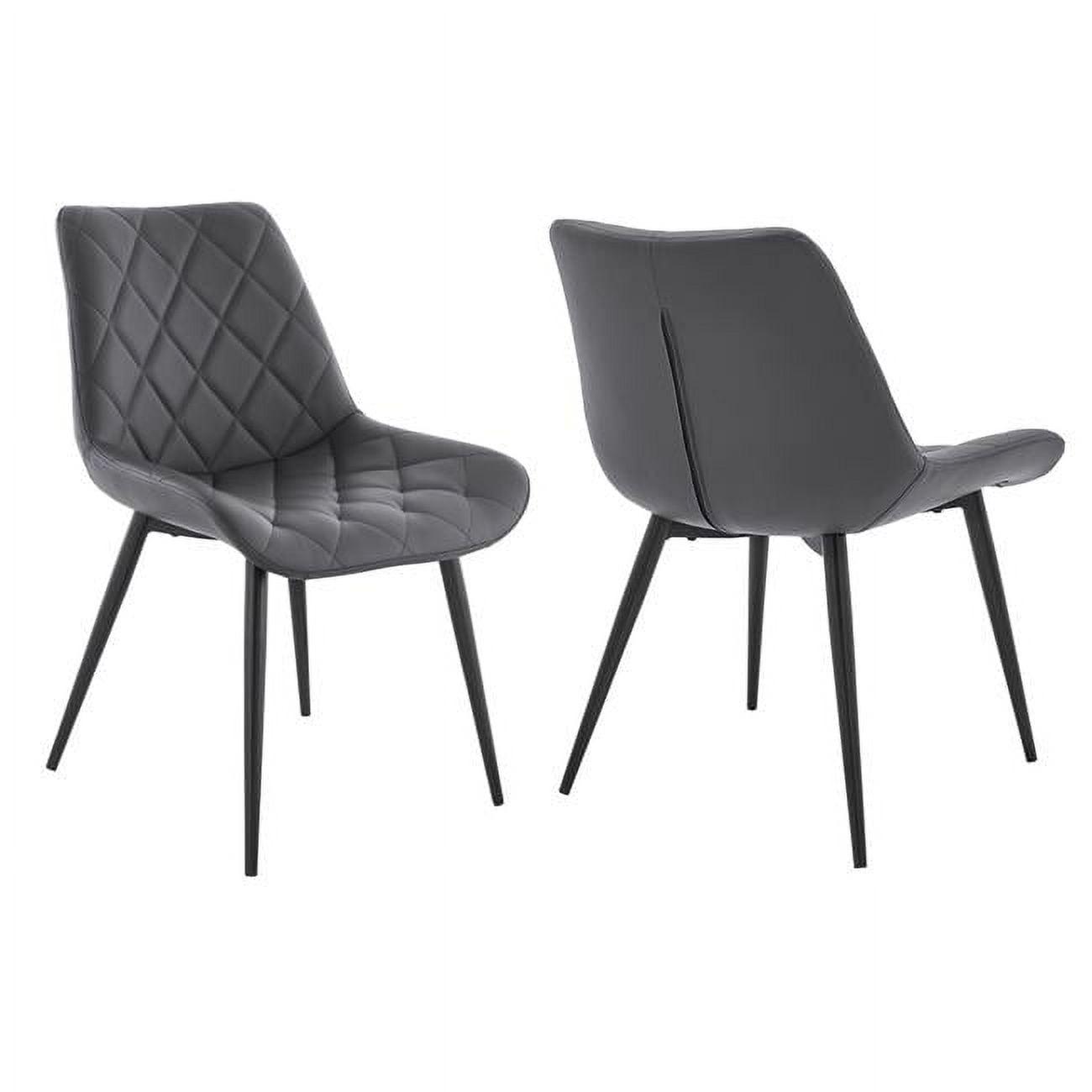 Loralie Contemporary Gray Faux Leather & Black Metal Side Chairs