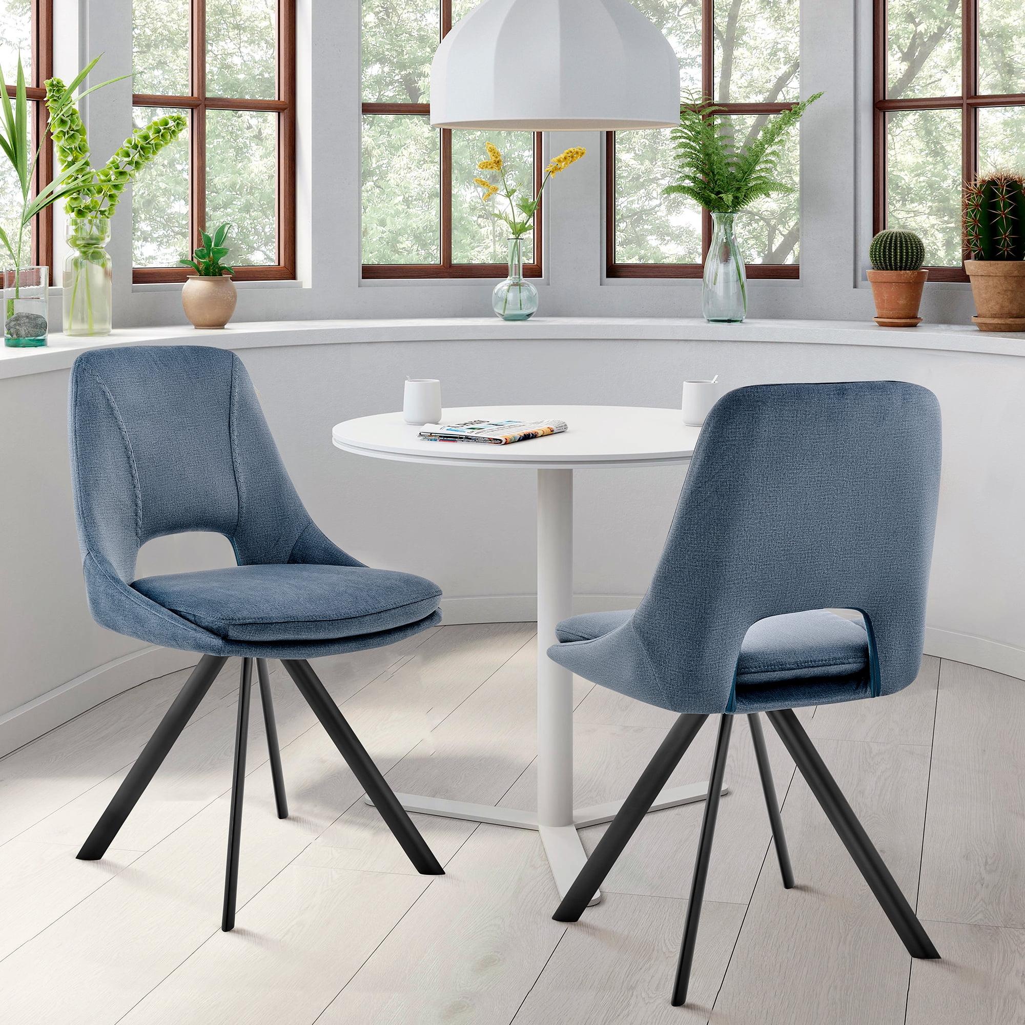 Armen Living Loralie 17" Faux Leather Dining Chair in Gray/Black (Set of 2)