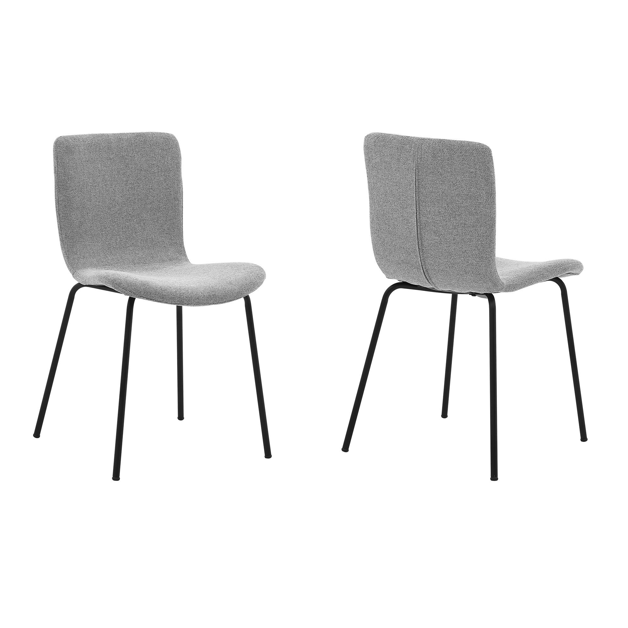 Lucy Dining Room Chairs, Grey Velvet & Metal - Set of 2