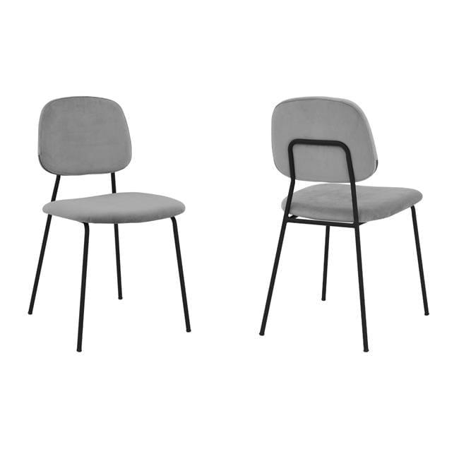 Armen Living Lucy Modern Velvet & Metal Dining Chair in Gray (Set of 2)