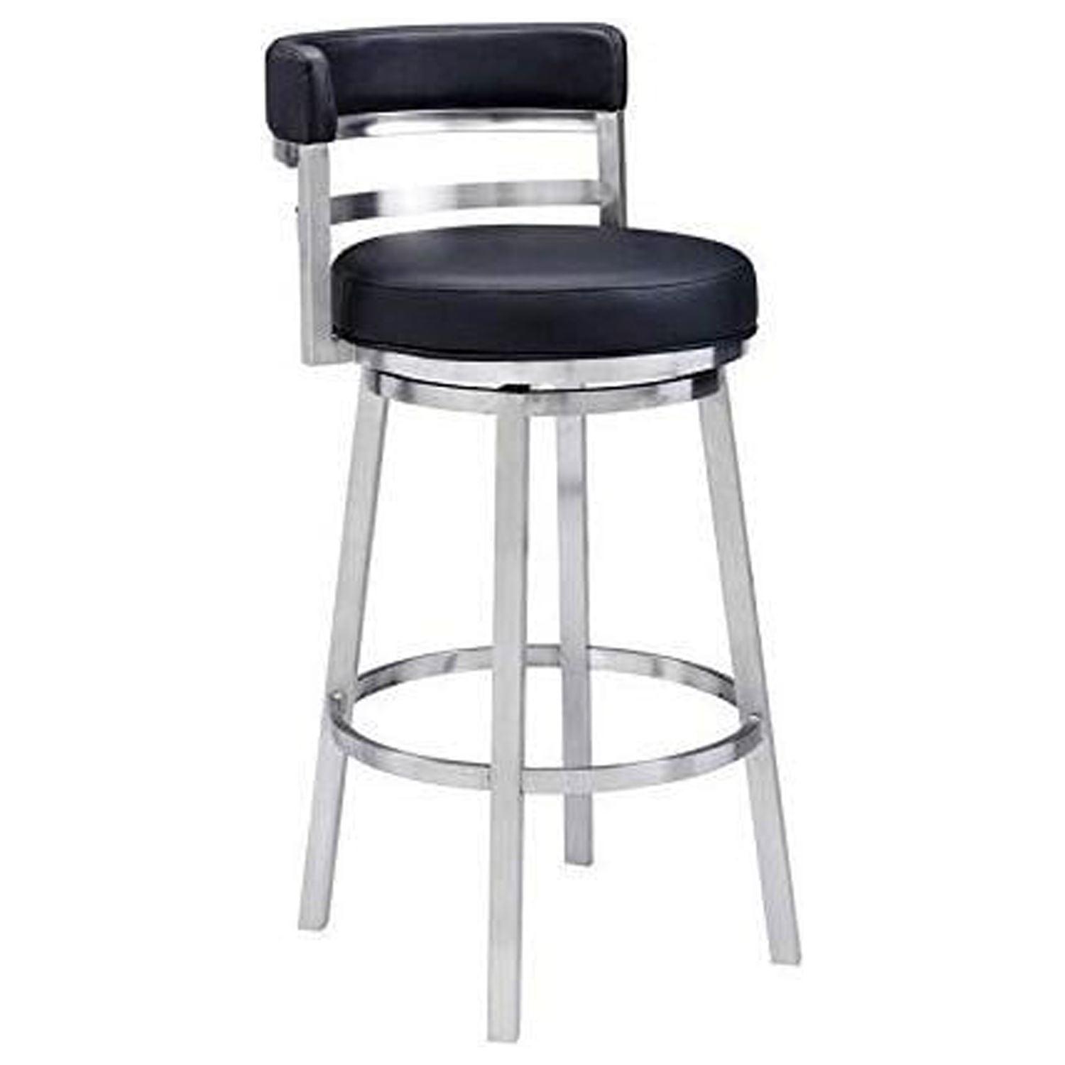 Madrid 26" Black Faux Leather Swivel Counter Stool