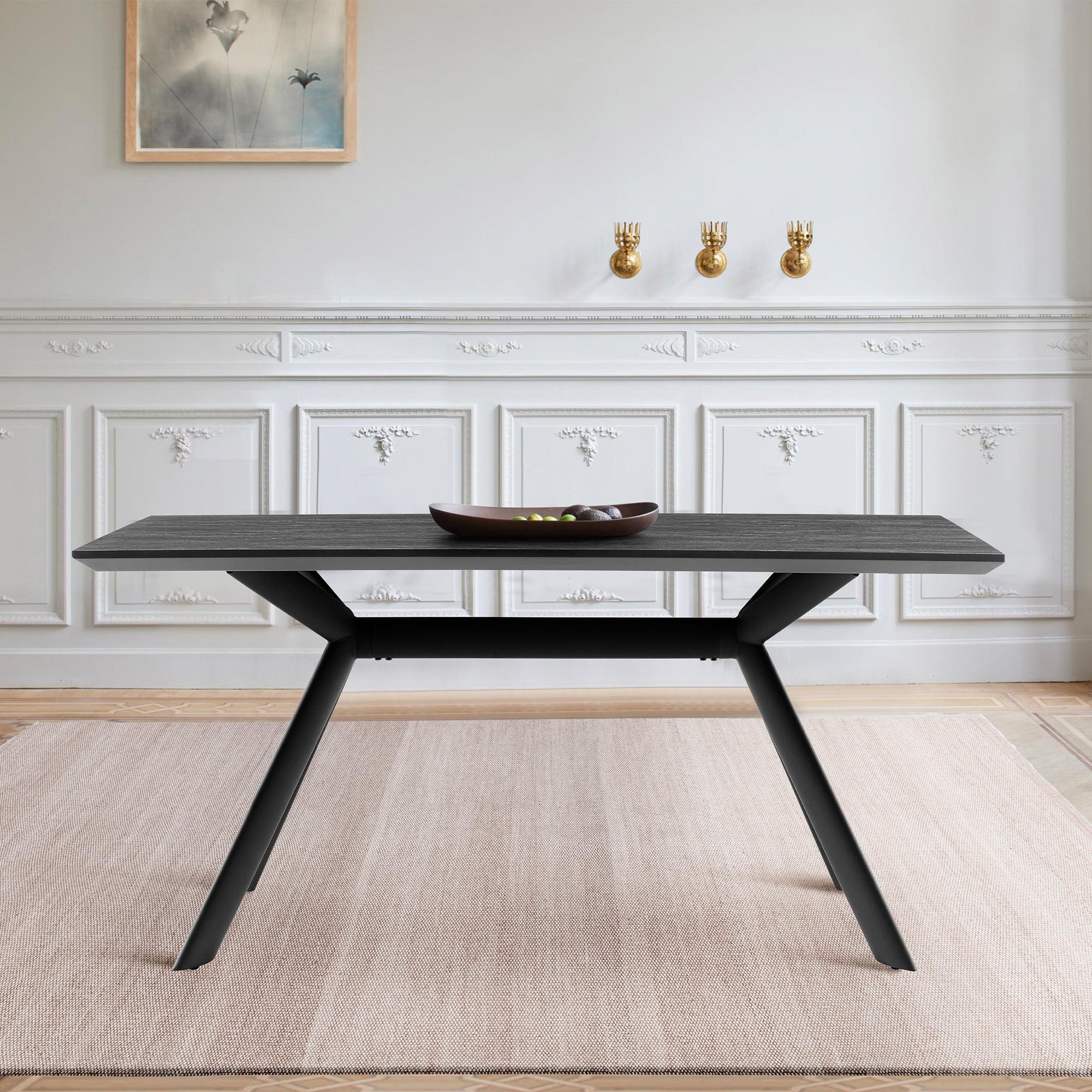 Contemporary Margot 63'' Black and Brown Rectangular Dining Table