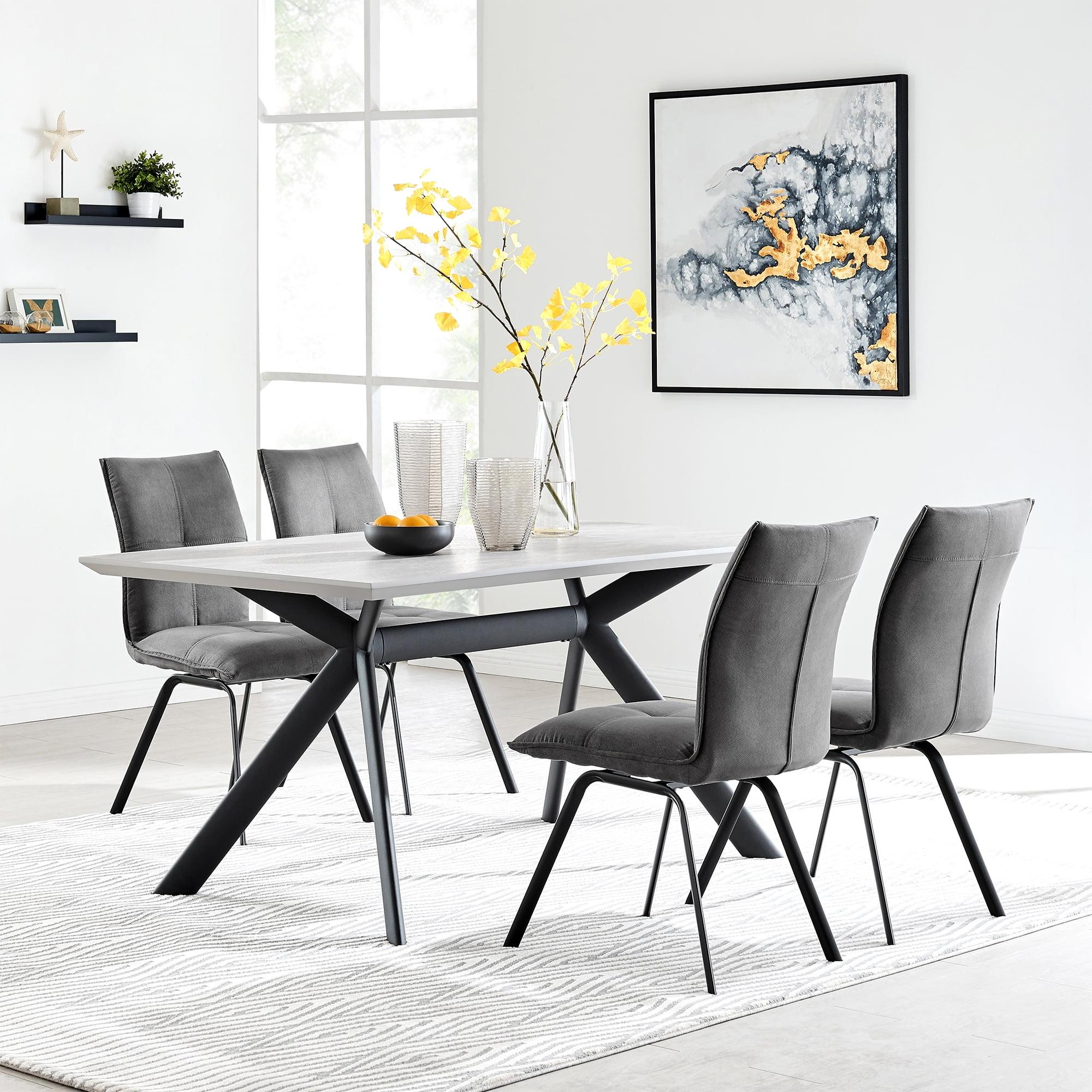 Armen Living Margot and Rylee 5-Piece Modern Fabric Dining Set in Gray/Black