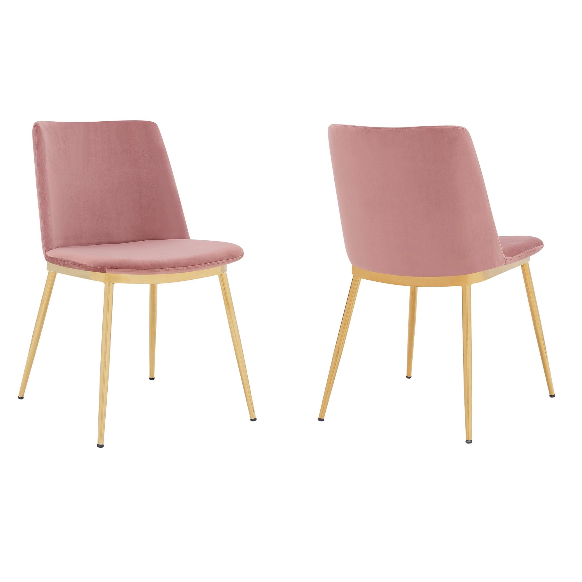 Set of 2 Messina Velvet and Metal Dining Chairs - Armen Living