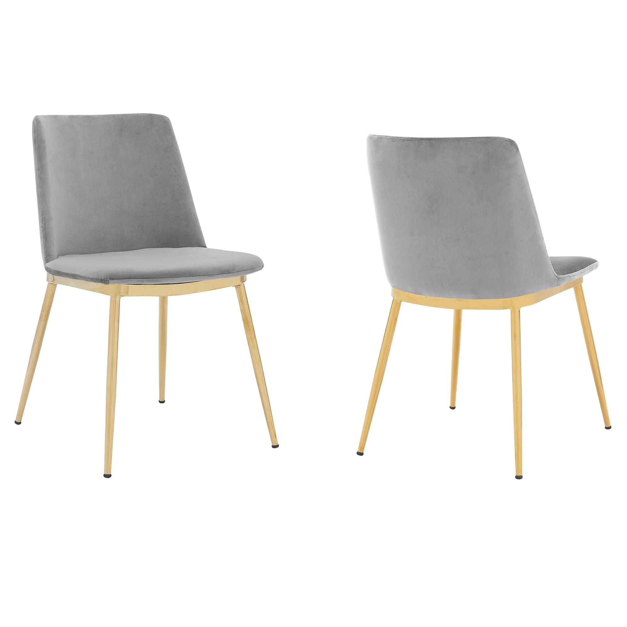 Set of 2 Messina Velvet and Metal Dining Chairs - Armen Living