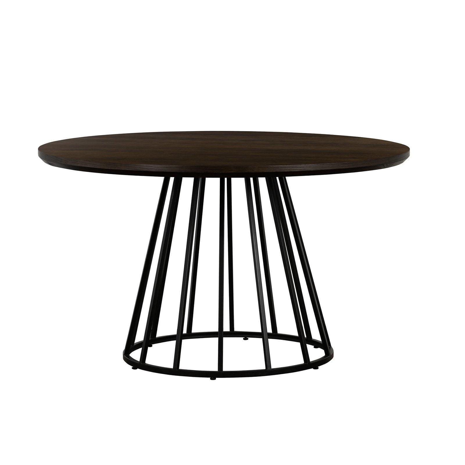 Motion Oak and Metal Round Dining Table, Seats 4, 51"