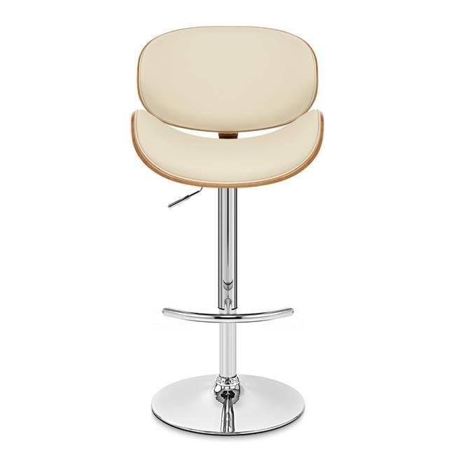 Contemporary Cream Leather Swivel Bar Stool with Chrome Finish