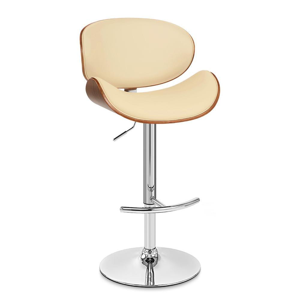 Armen Living Naples Mid-Century Faux Leather Bar Stool in Cream