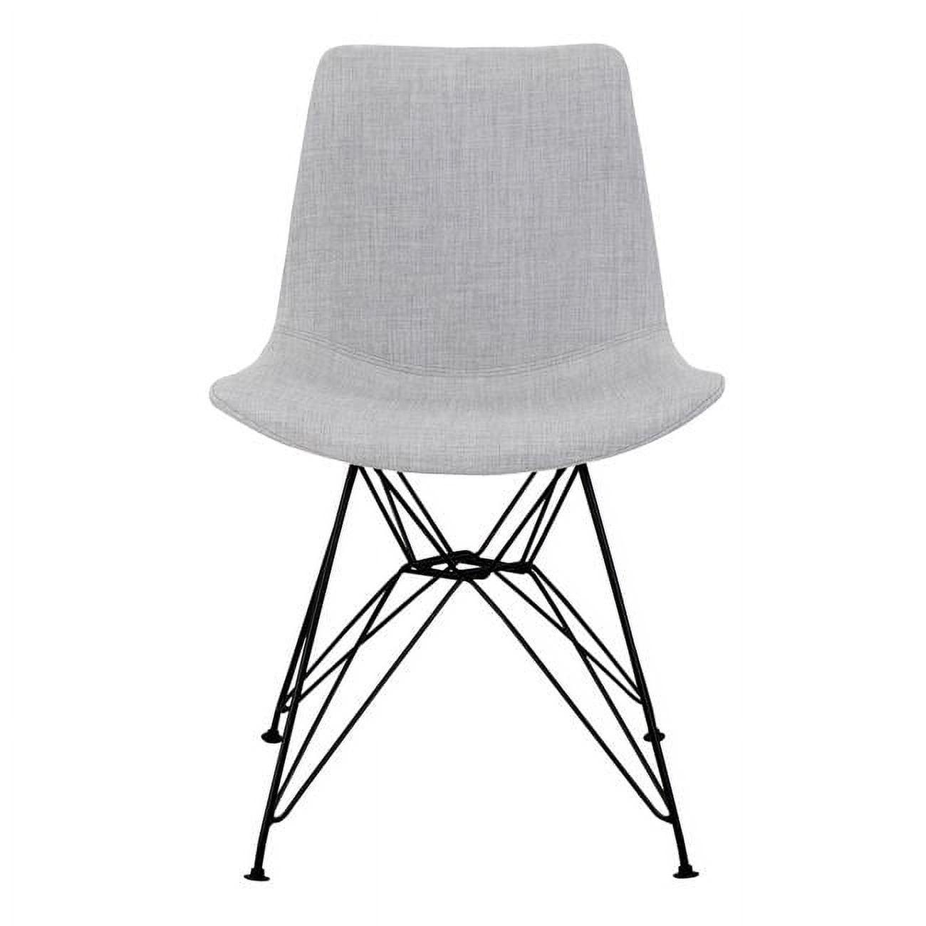 High-Back Gray Faux Leather Upholstered Side Chair with Metal Frame