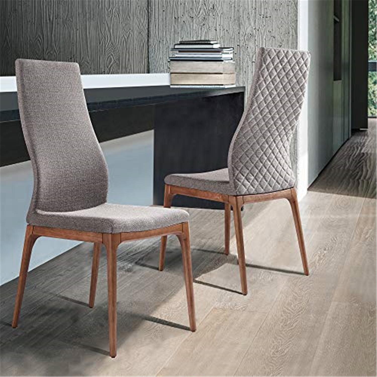 Parker 19'' Gray Fabric and Walnut Wood Mid-Century Side Chair