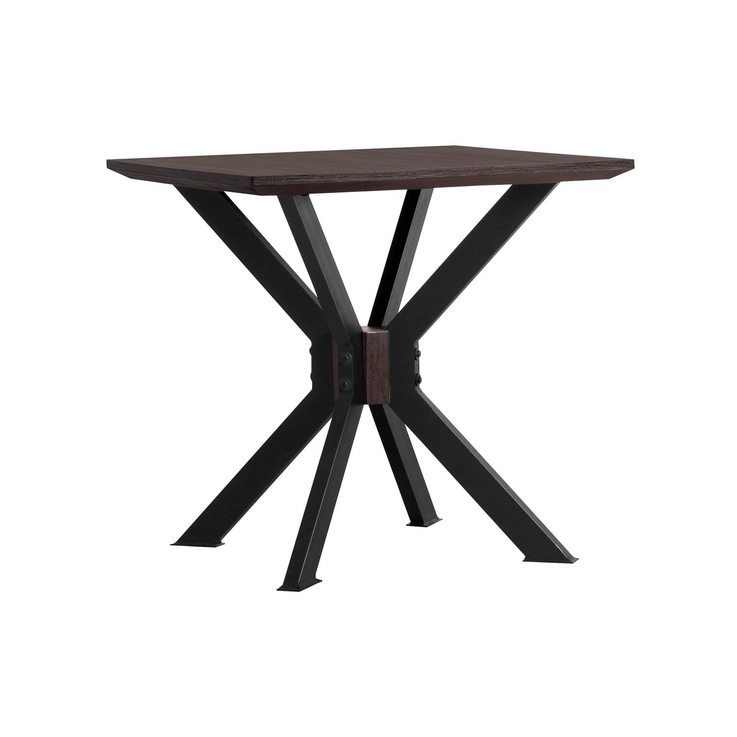 Pirate Modern End Table Dark Brown - Armen Living: Acacia Wood, Square, Metal Base