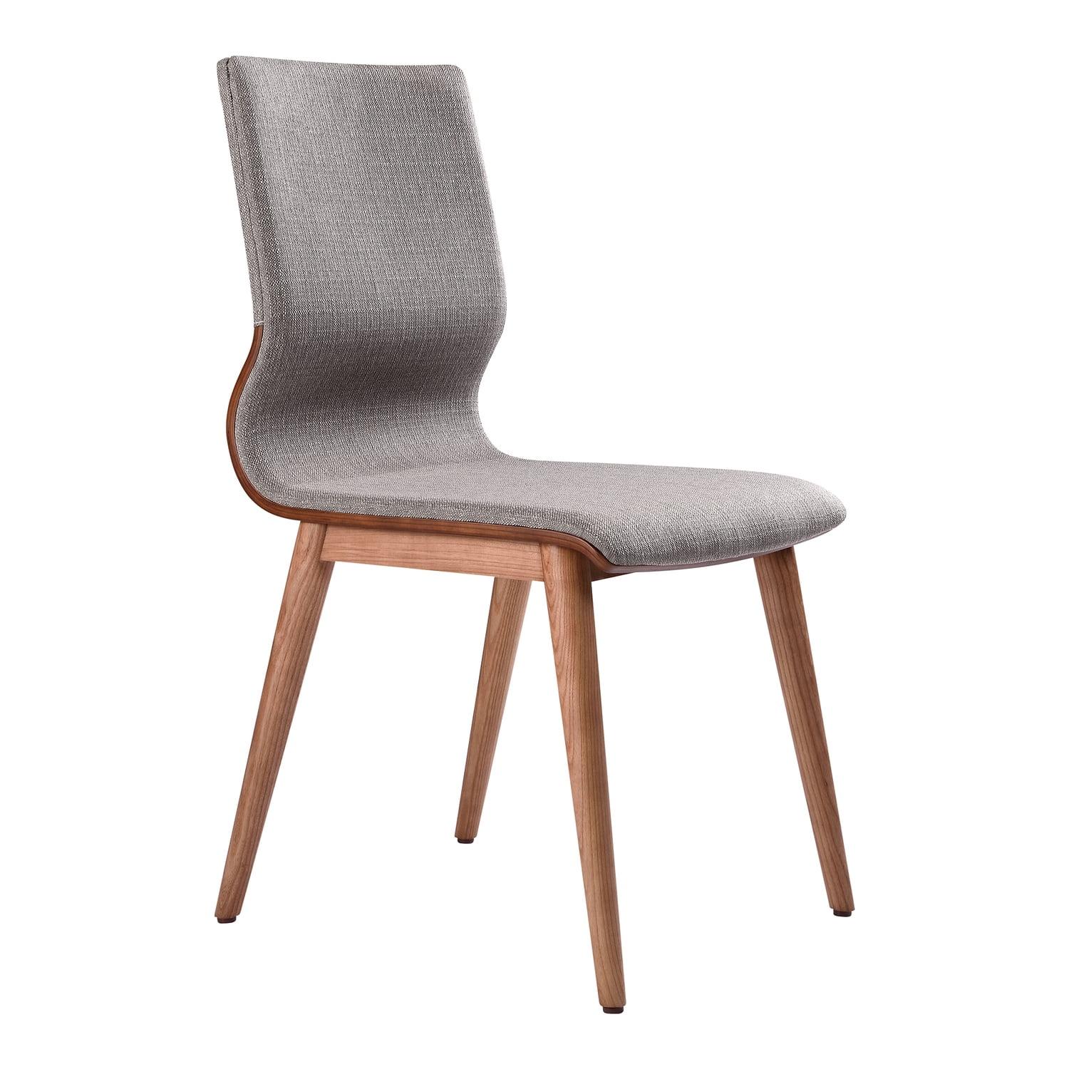 Gray Upholstered Mid-Century Modern Wood Side Chair