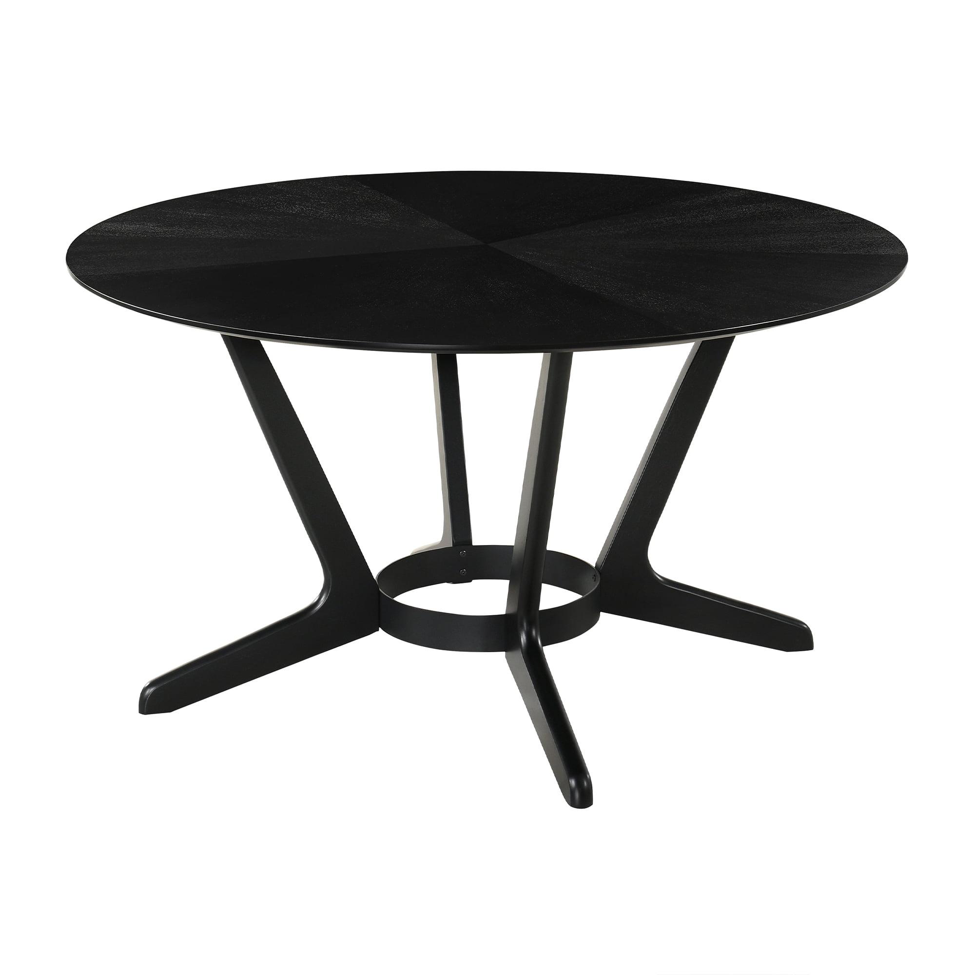 Santana Black Round Wood Dining Table with Splayed Legs