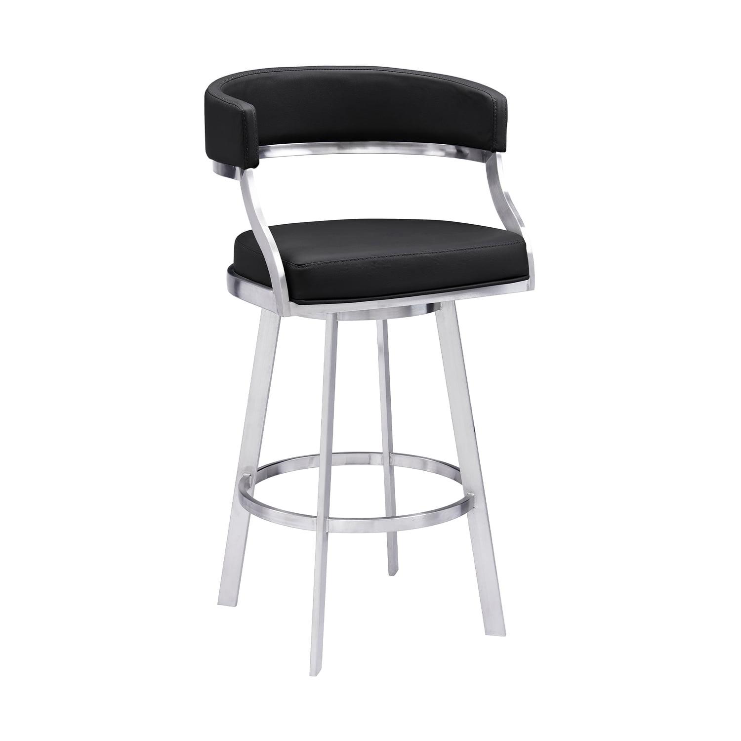 26" Saturn Faux Leather Counter Height Barstool: Swivel, Low Back, Armen Living