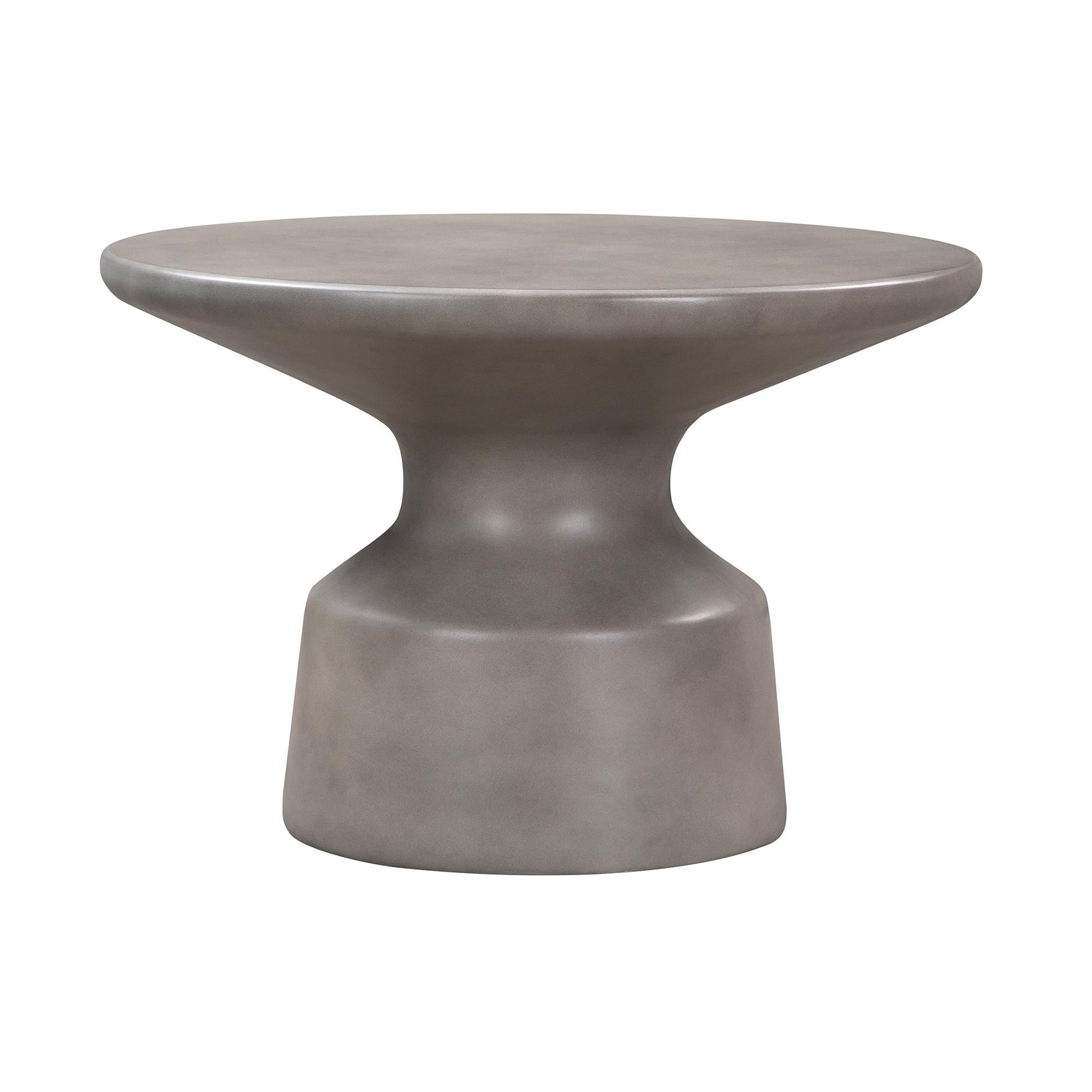 Sephie 24" Modern Round Pedestal Coffee Table in Gray Resin