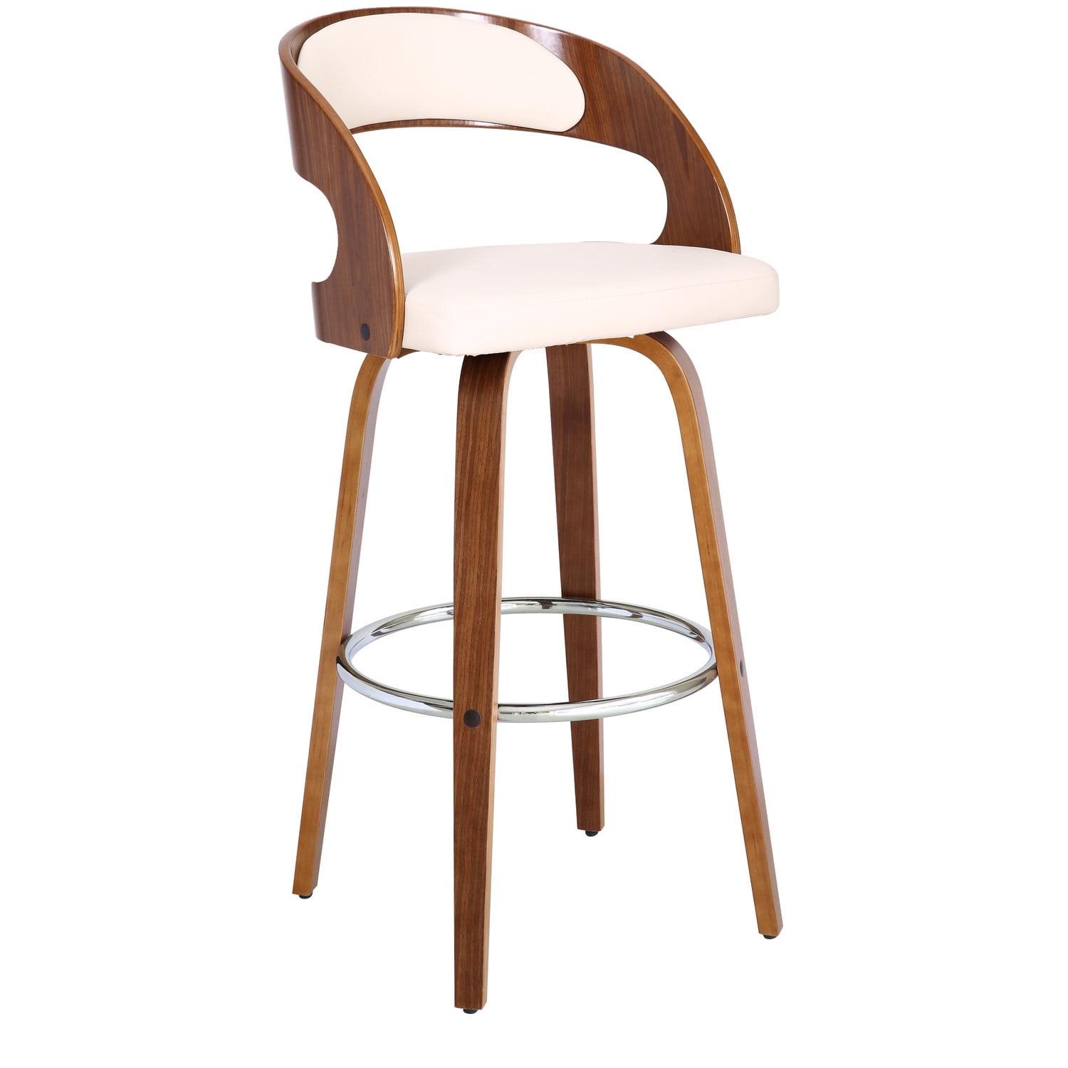 Shelly Contemporary Swivel Barstool Walnut/Cream - Armen Living