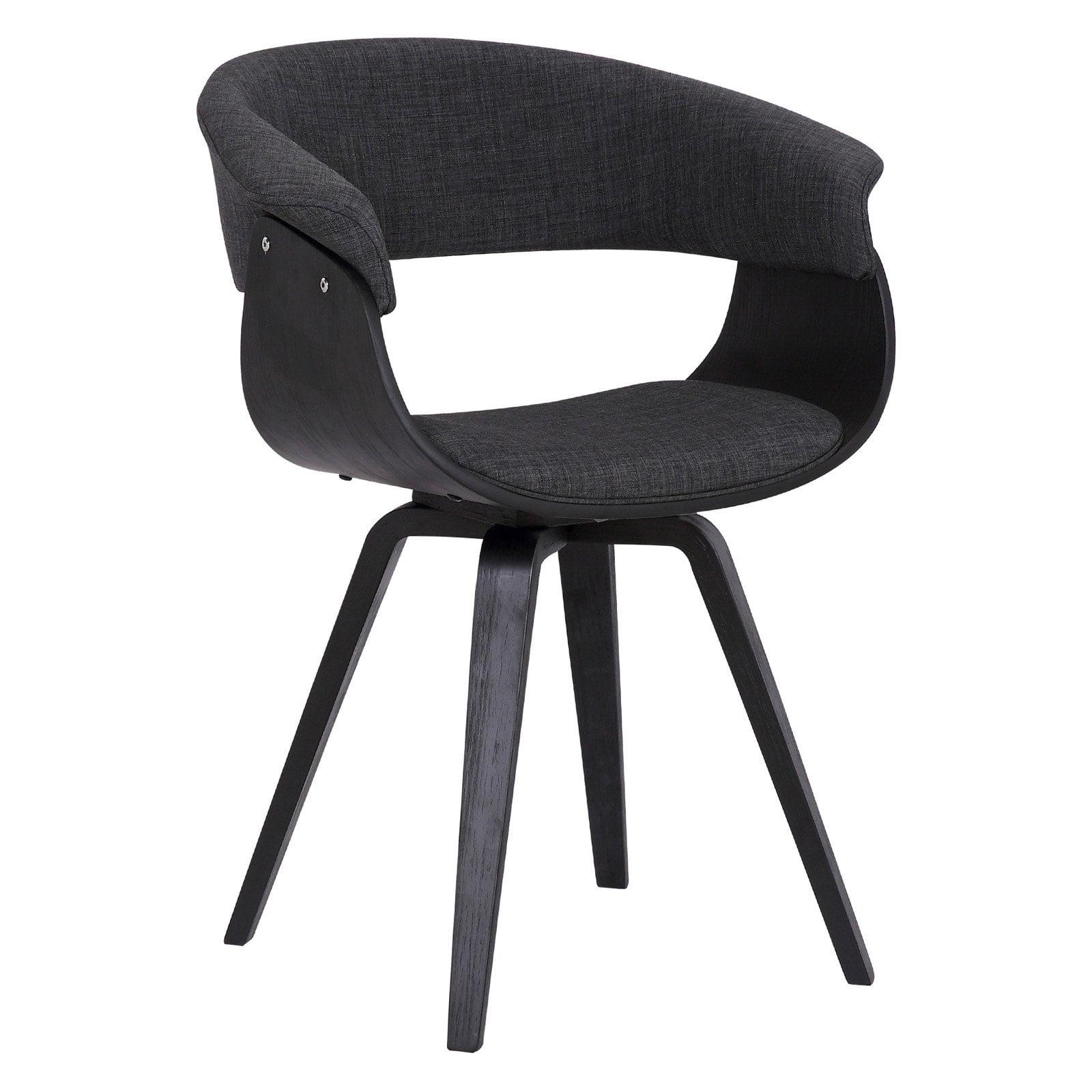 Modern Charcoal Upholstered Dining Chair with Black Wood Finish