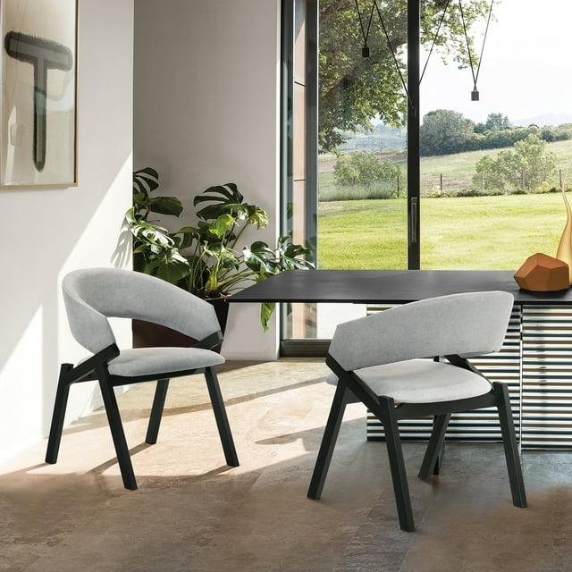 Armen Living Talulah 19" Wood Dining Side Chairs in Gray/Black (Set of 2)