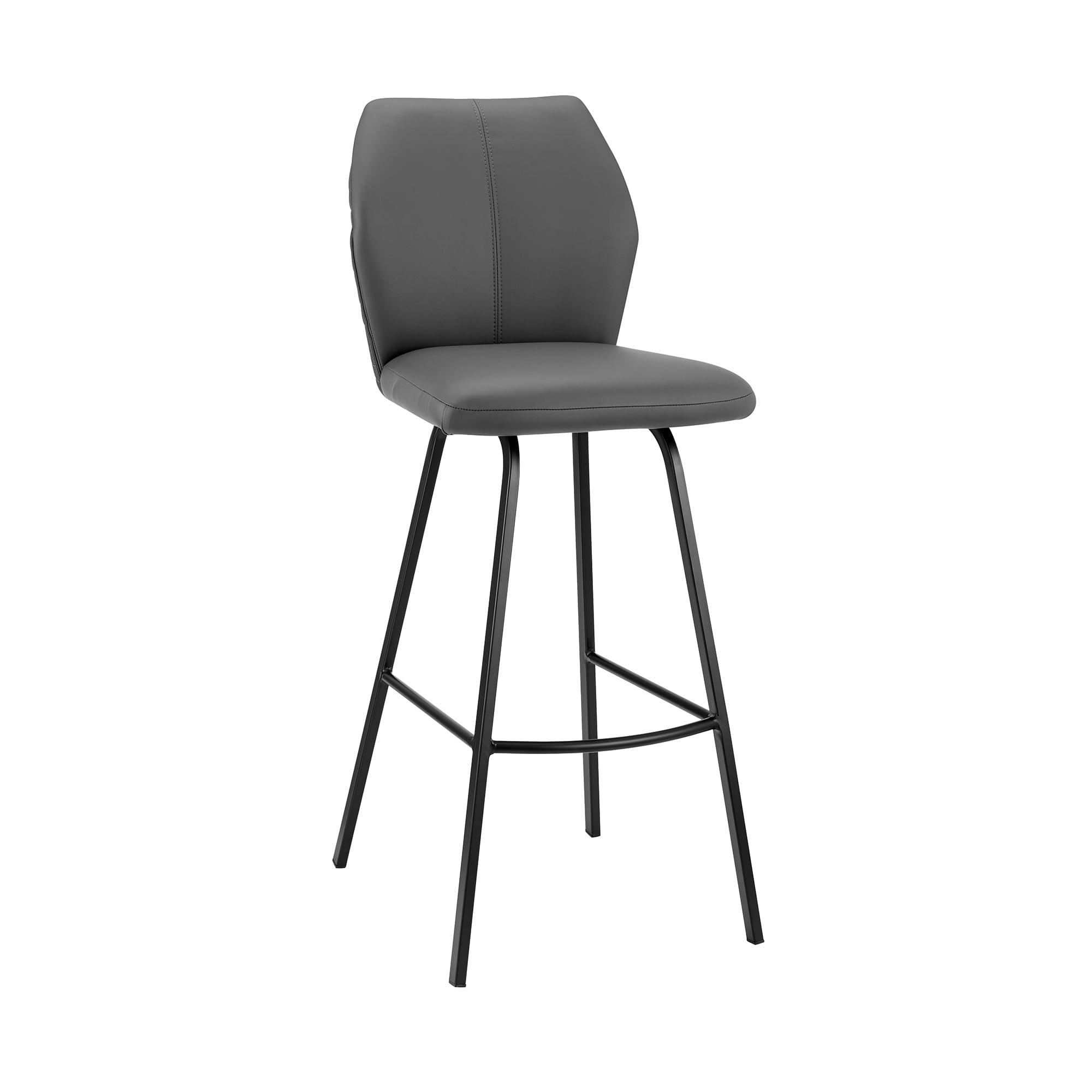 Tandy Gray Faux Leather and Black Metal Bar Stool