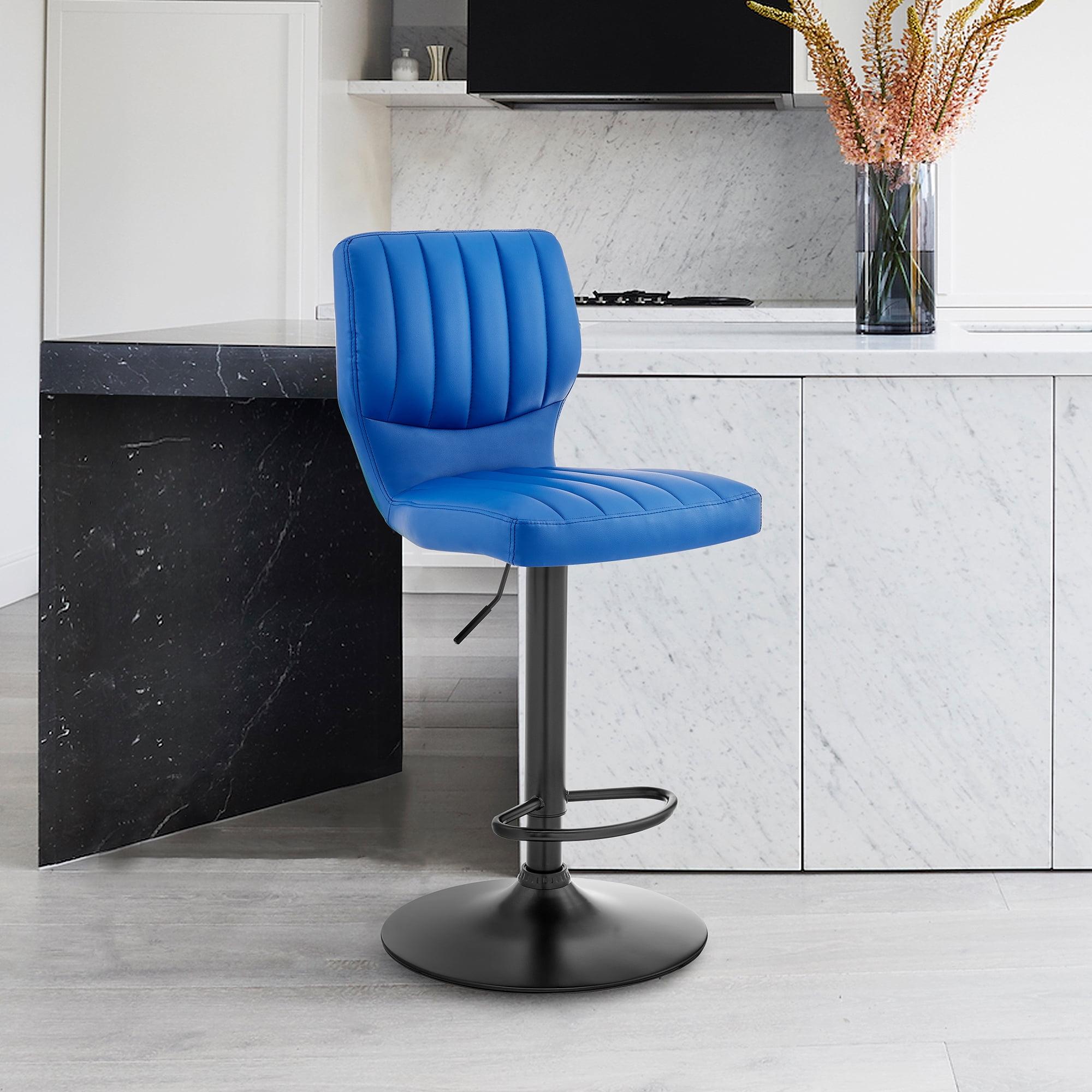 Bardot Adjustable Barstool with Faux Leather and Metal Finish - Armen Living