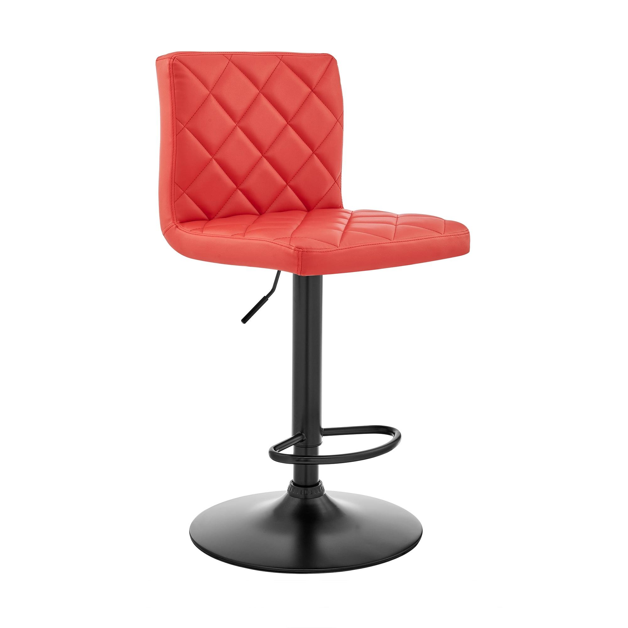 Duval Adjustable Barstool with Faux Leather and Metal Finish - Armen Living